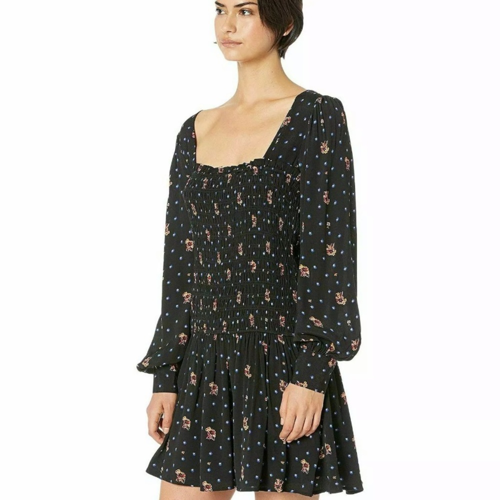 FREE PEOPLE BLACK BOHO MINI DRESS - Picture 7 of 12
